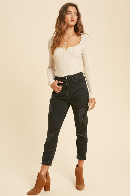Knit Sweater Bodysuit Cream - FINAL SALE