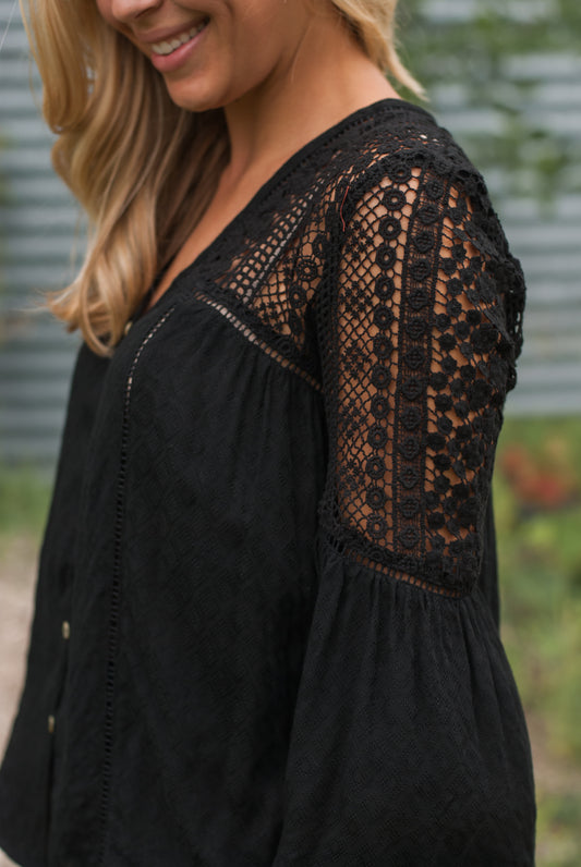 Presley Lace Top in Black - FINAL SALE