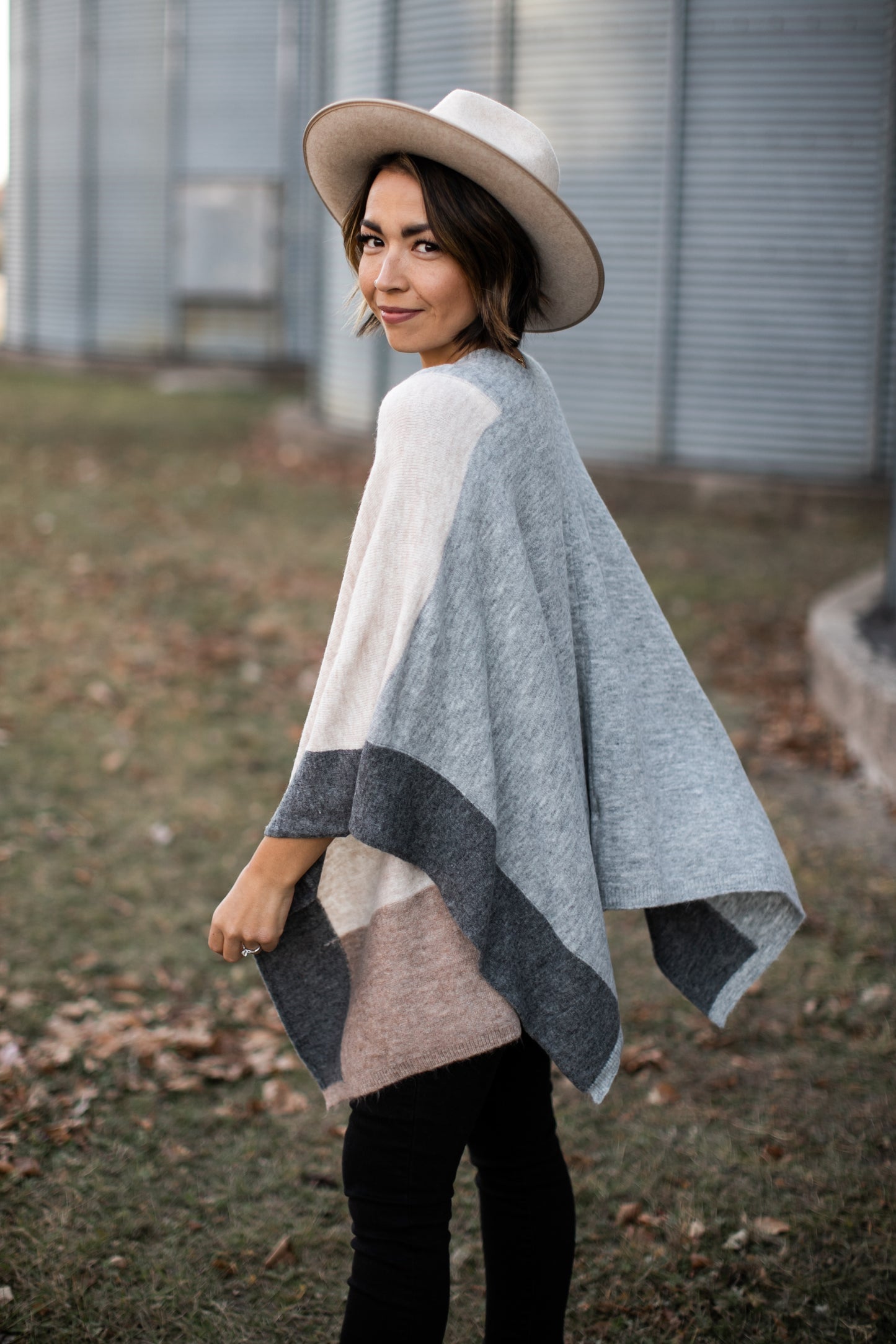 Colorblock Poncho Cardigan **RESTOCK