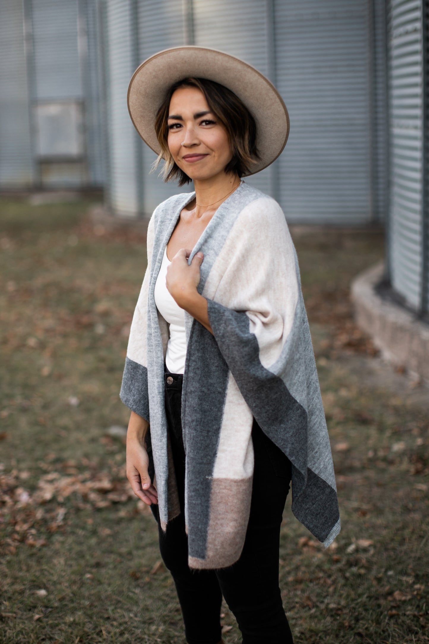 Colorblock Poncho Cardigan **RESTOCK