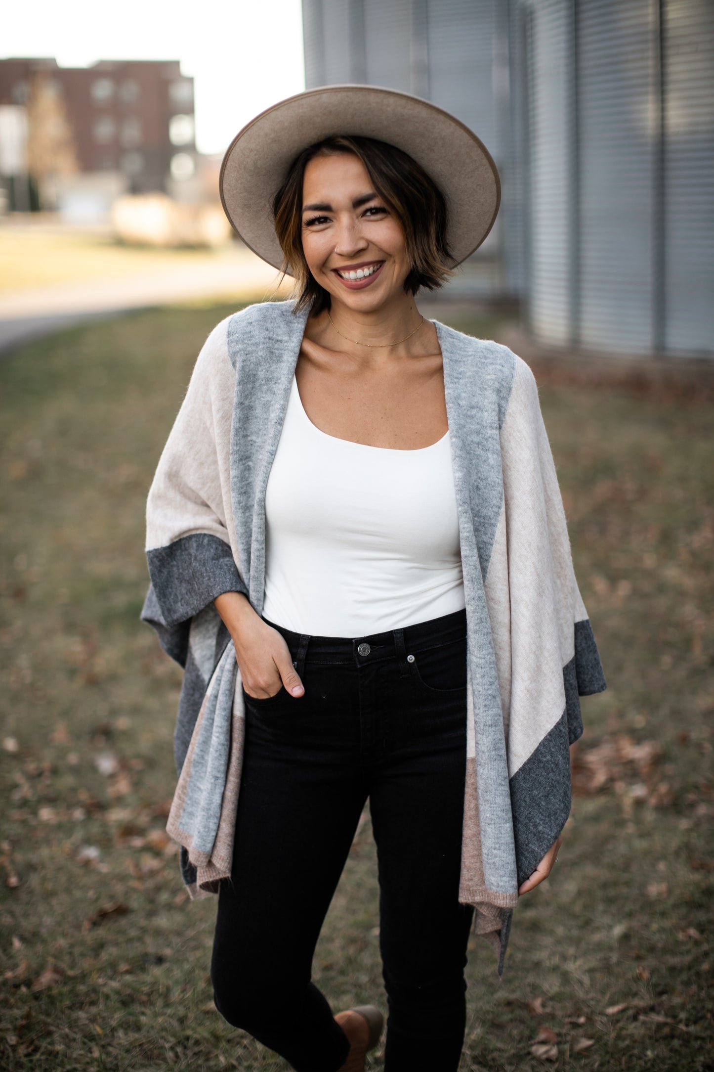 Colorblock Poncho Cardigan **RESTOCK