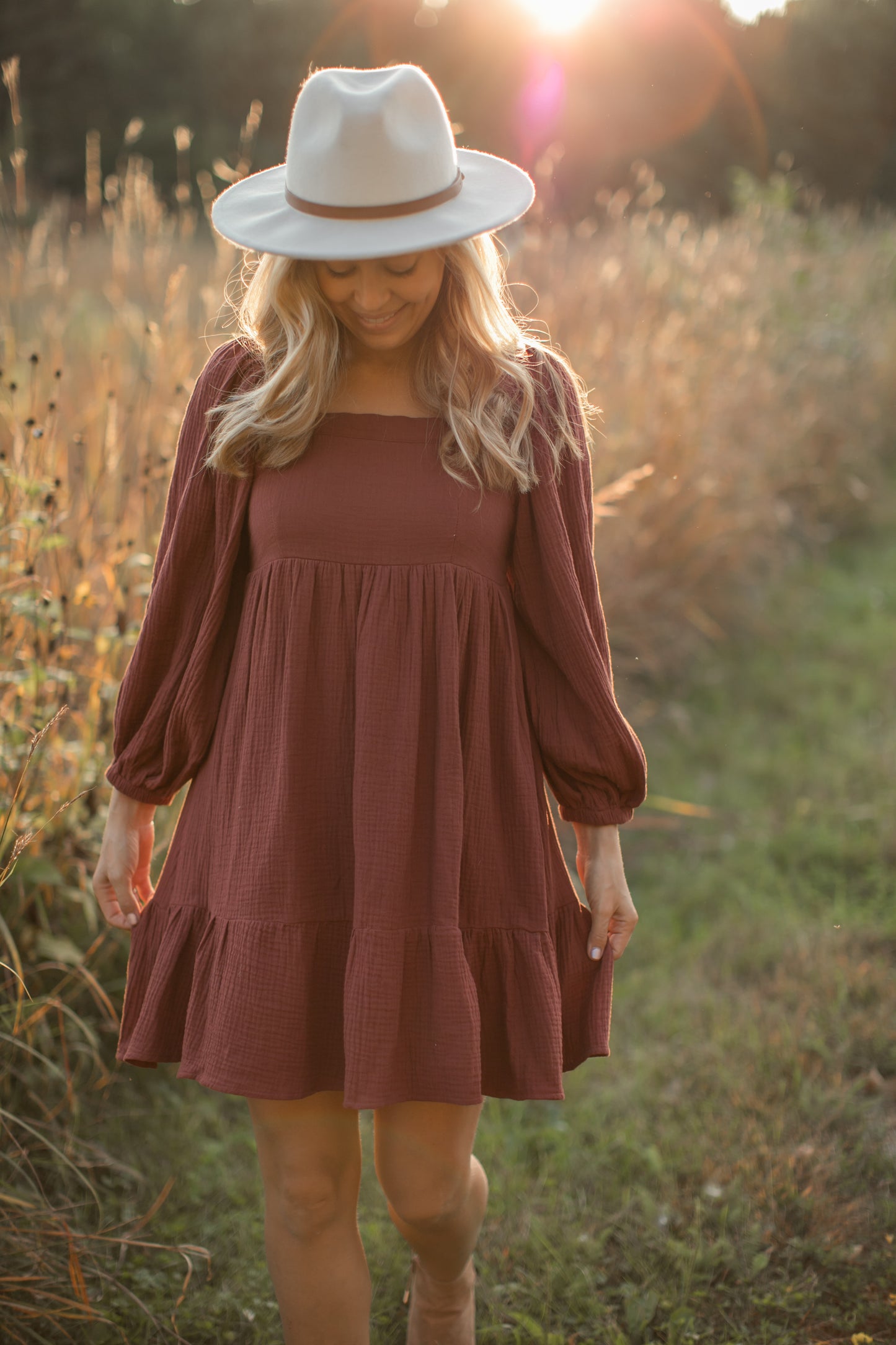 Zuri Babydoll in Terracotta - FINAL SALE