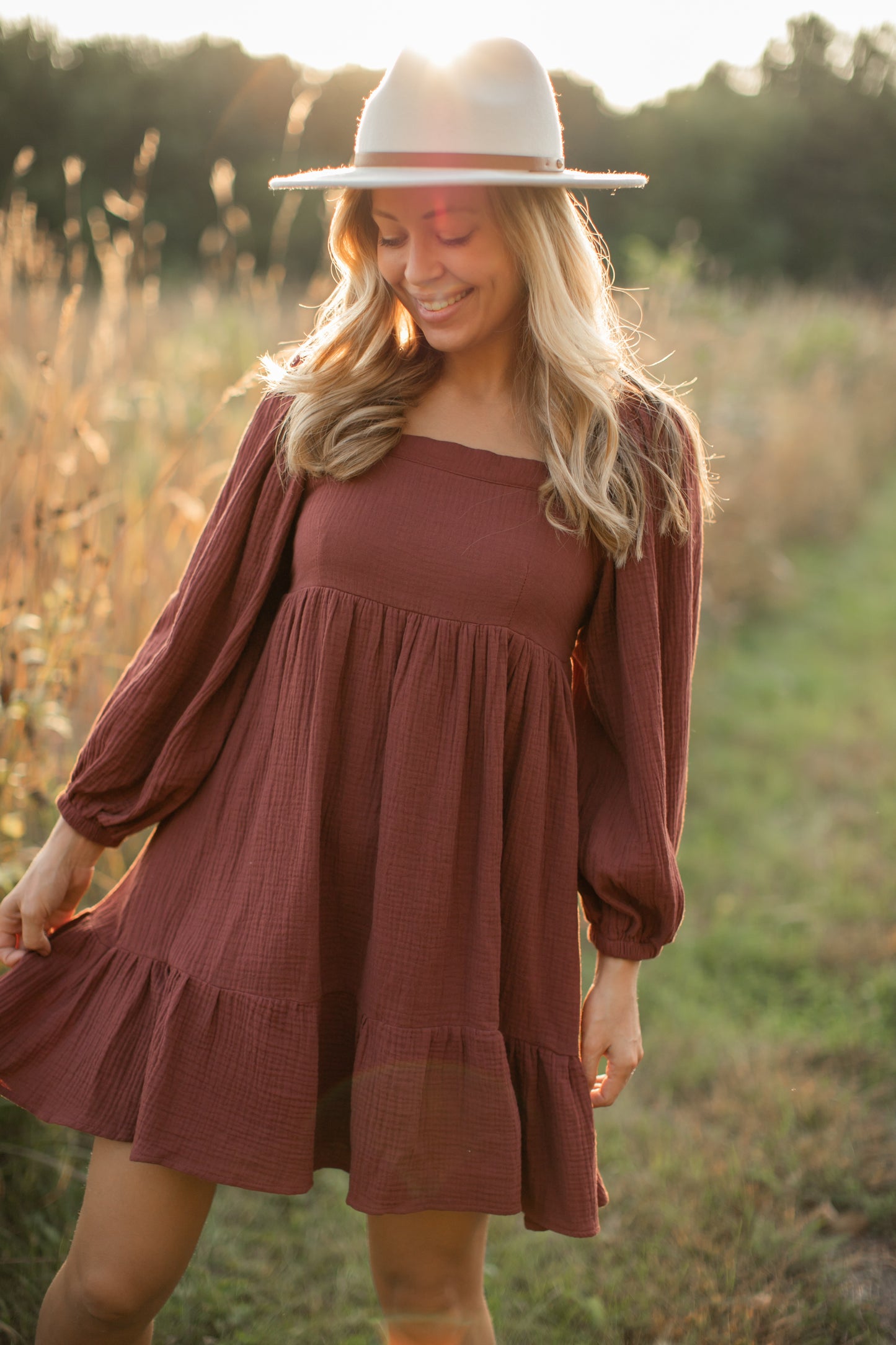 Zuri Babydoll in Terracotta - FINAL SALE