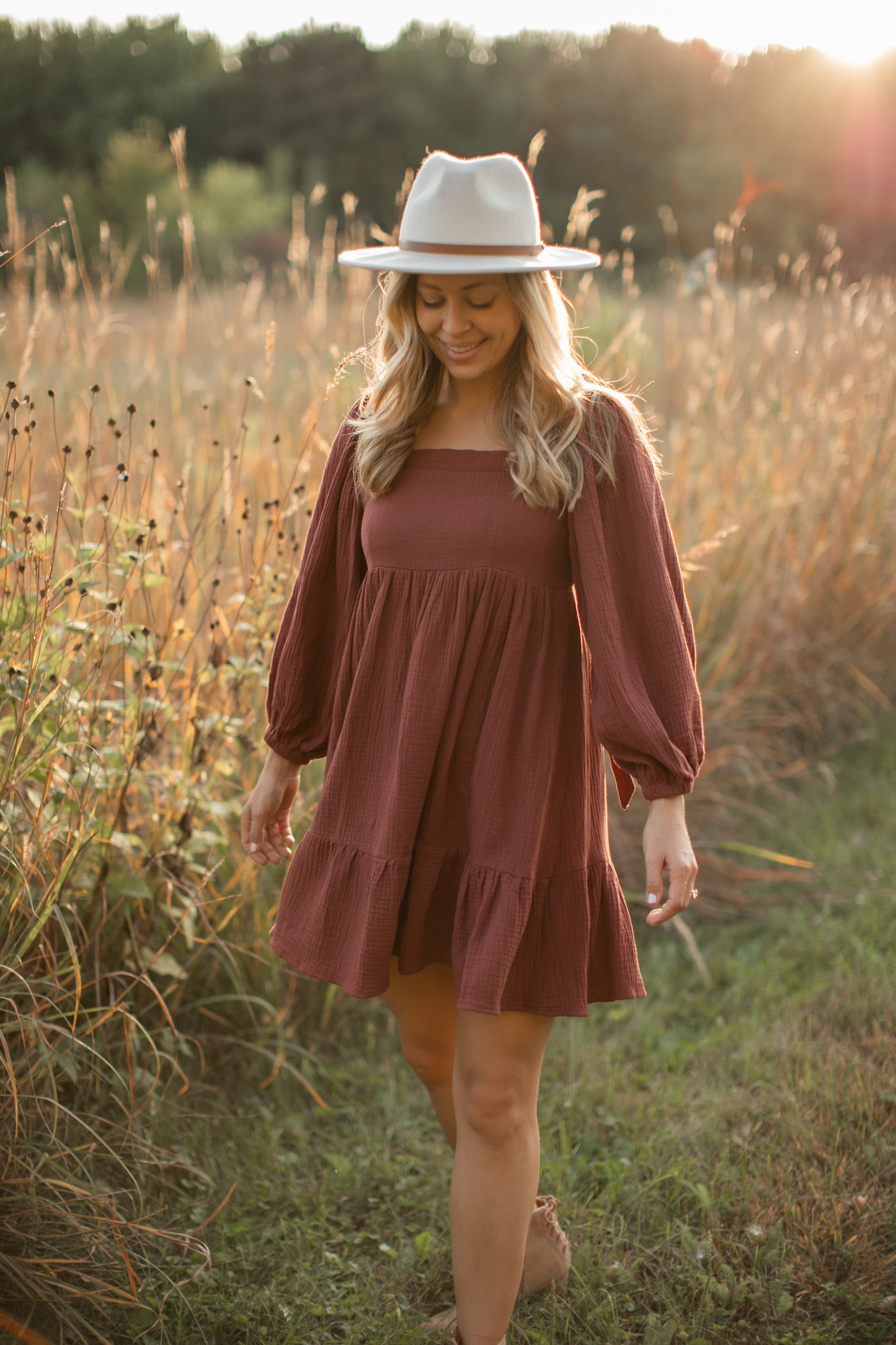 Zuri Babydoll in Terracotta - FINAL SALE