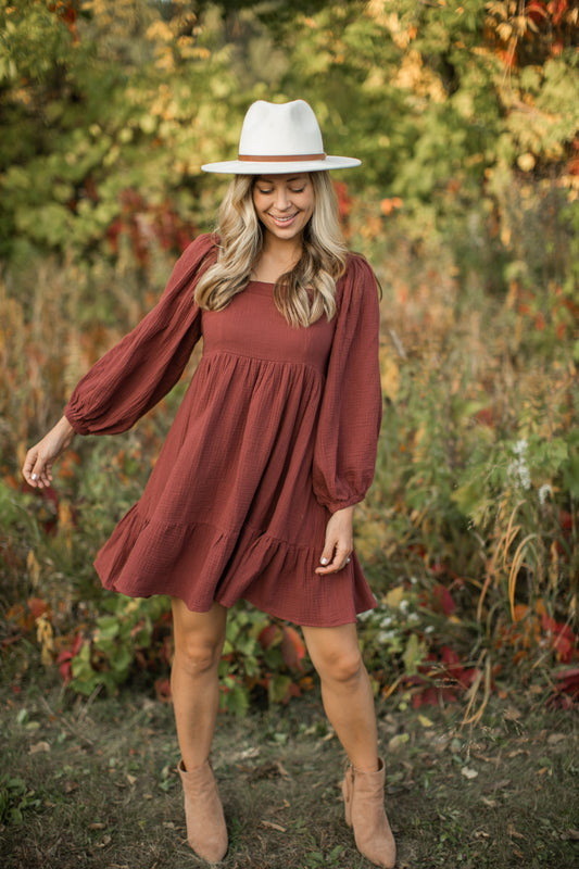 Zuri Babydoll in Terracotta - FINAL SALE