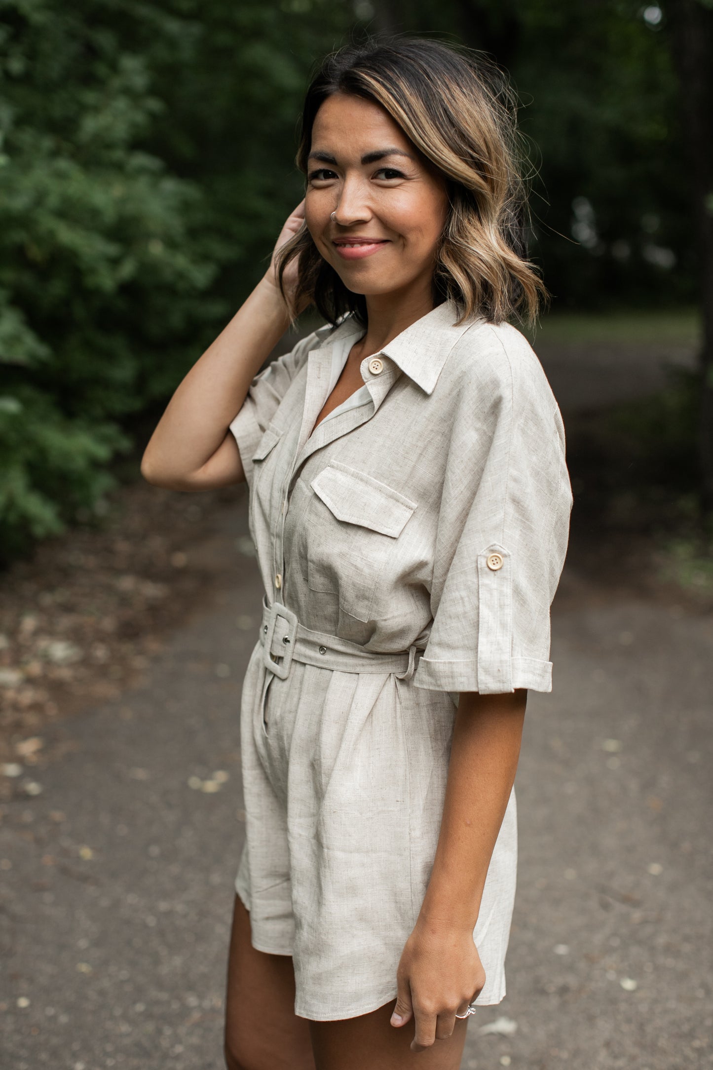 Take It Easy Linen Blend Romper // FINAL SALE