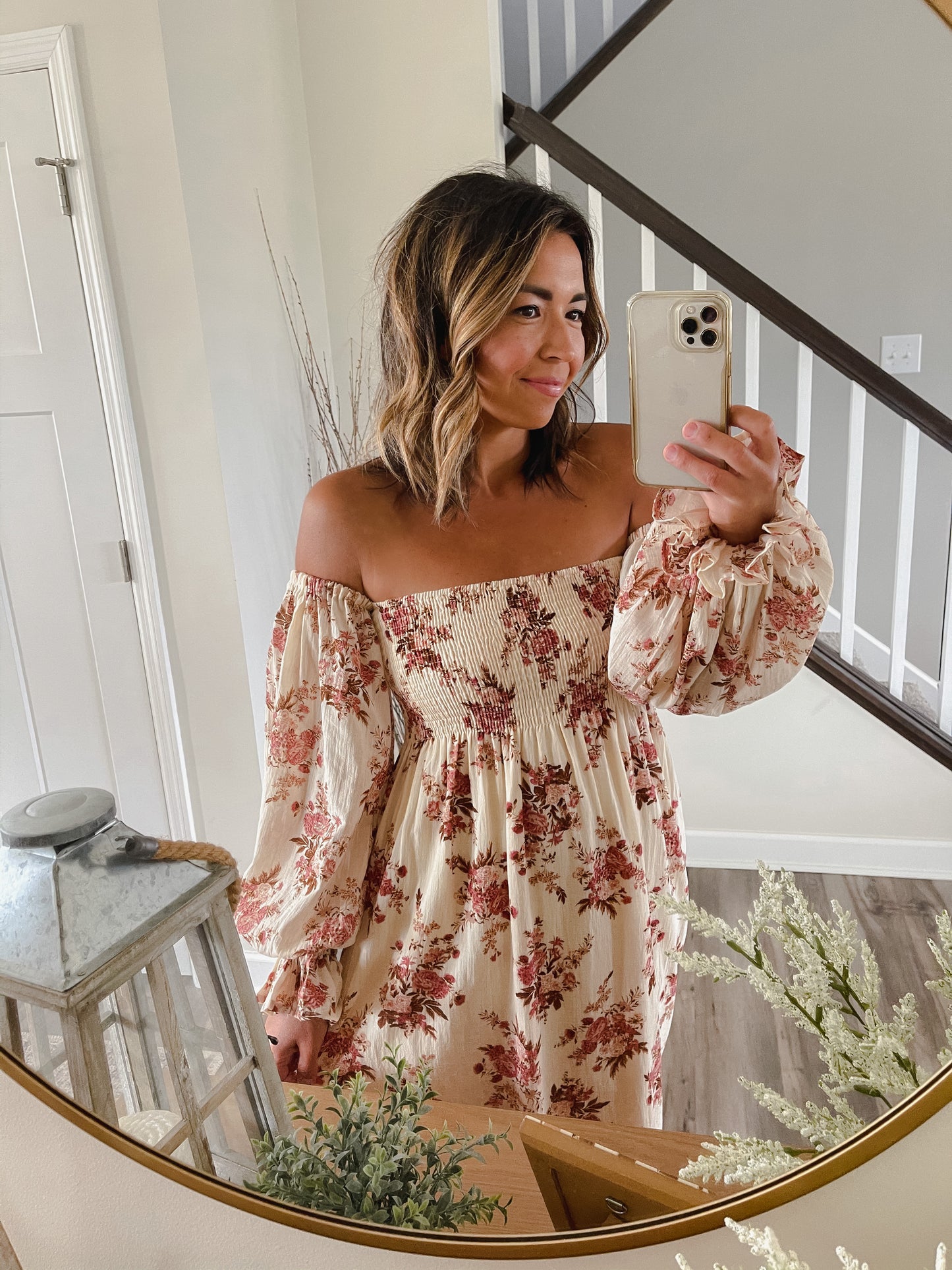 Carmen Cream Floral Midi Dress