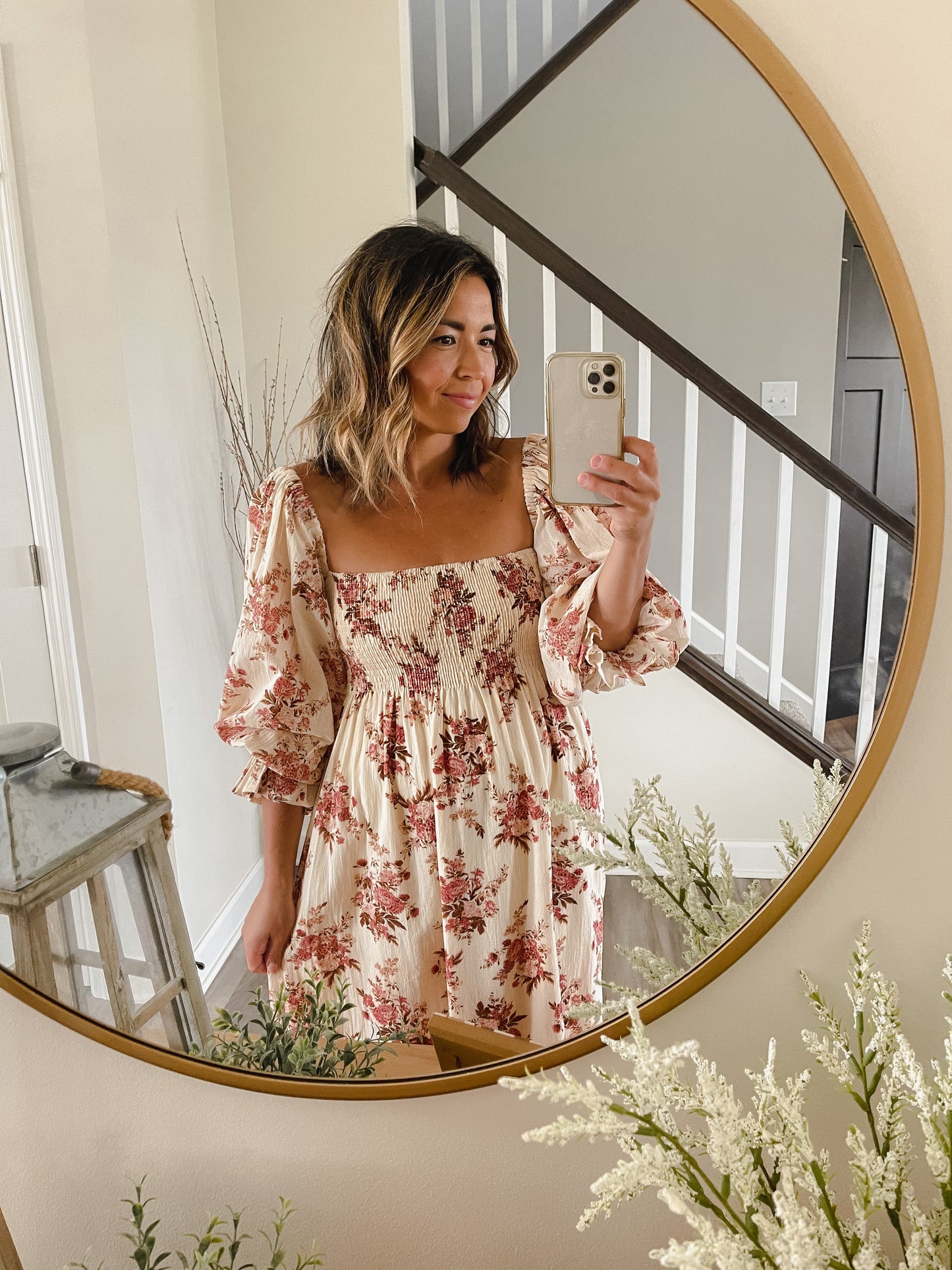 Carmen Cream Floral Midi Dress