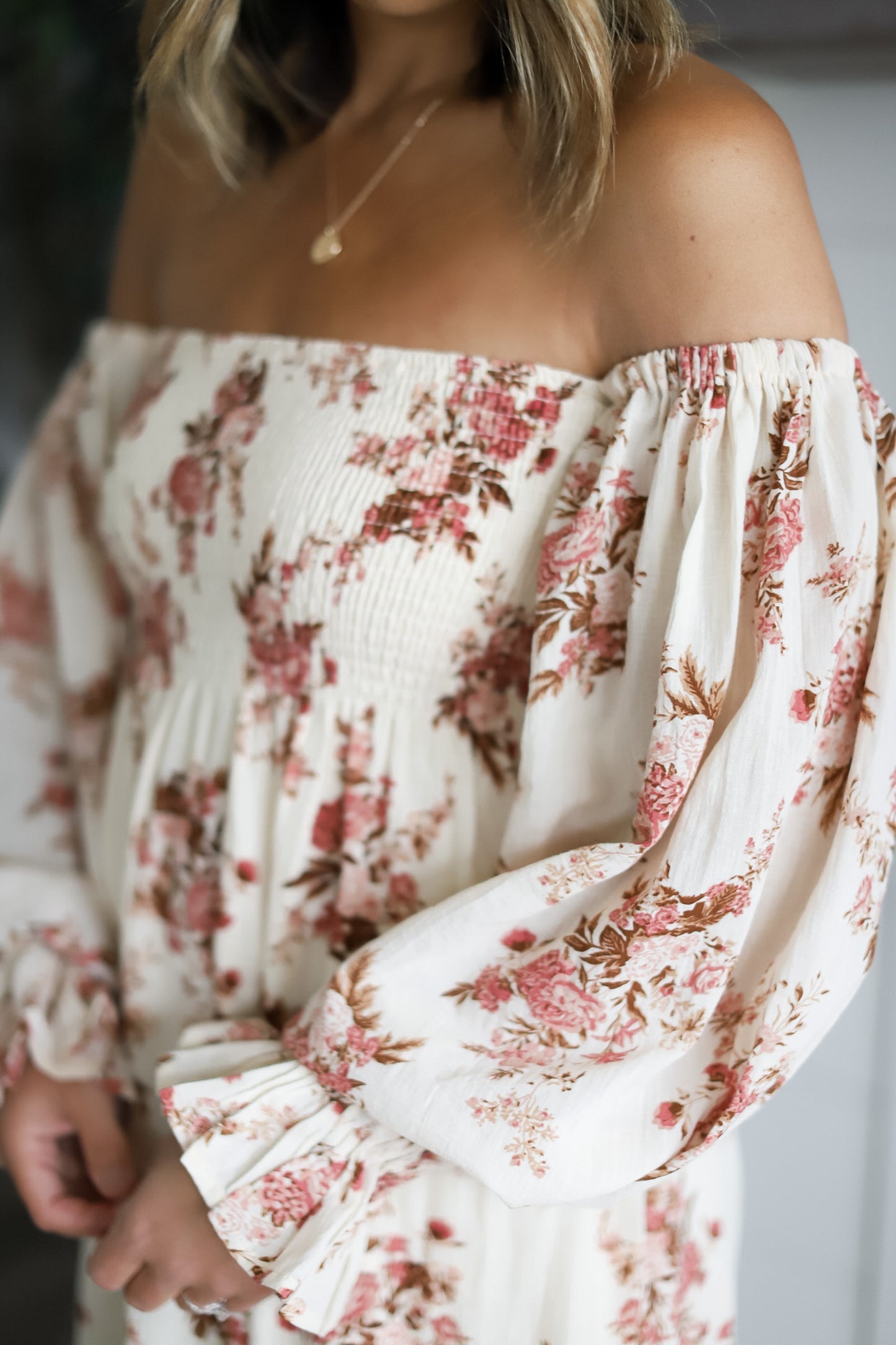 Carmen Cream Floral Midi Dress
