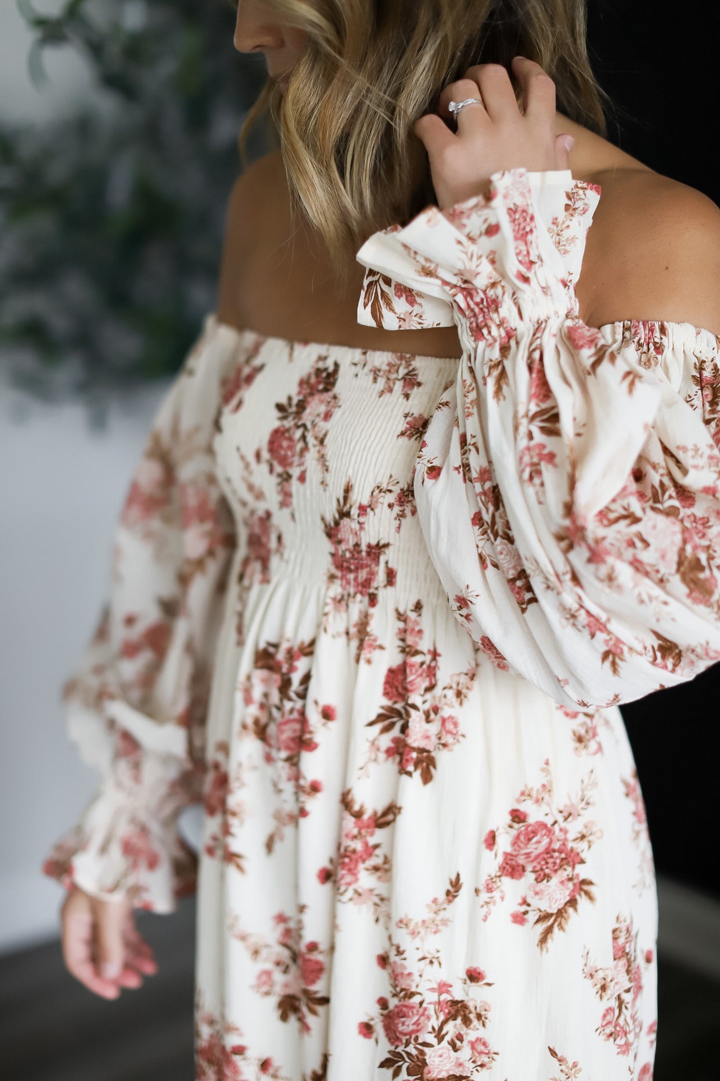 Carmen Cream Floral Midi Dress