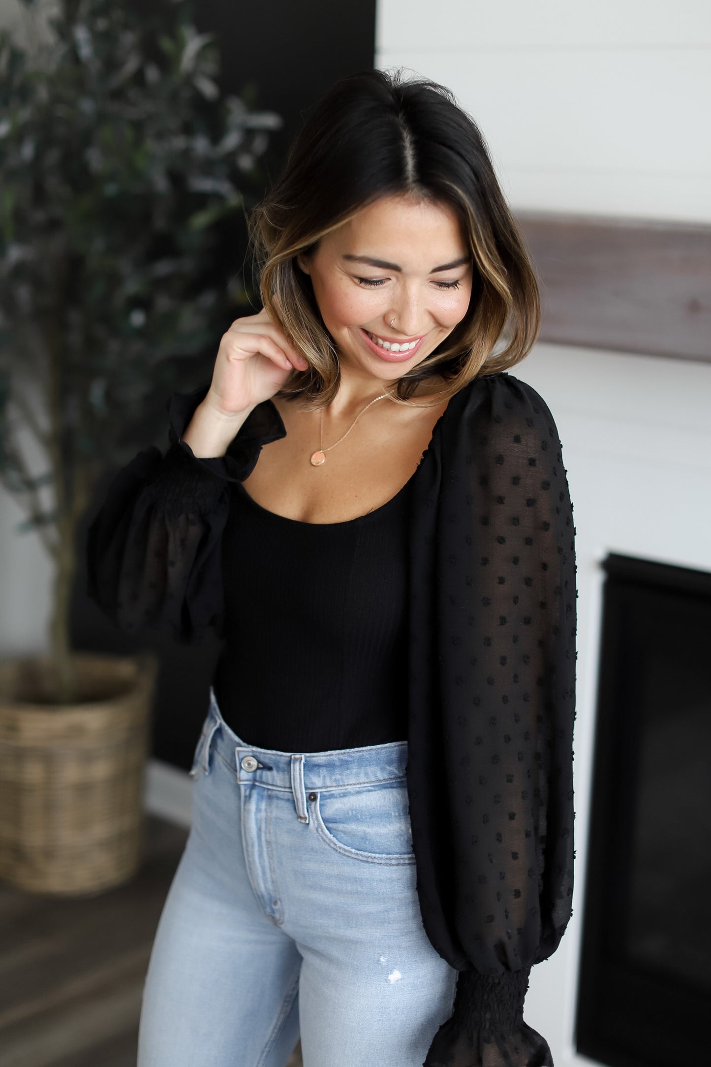 Swiss Dot Ribbed Bodysuit