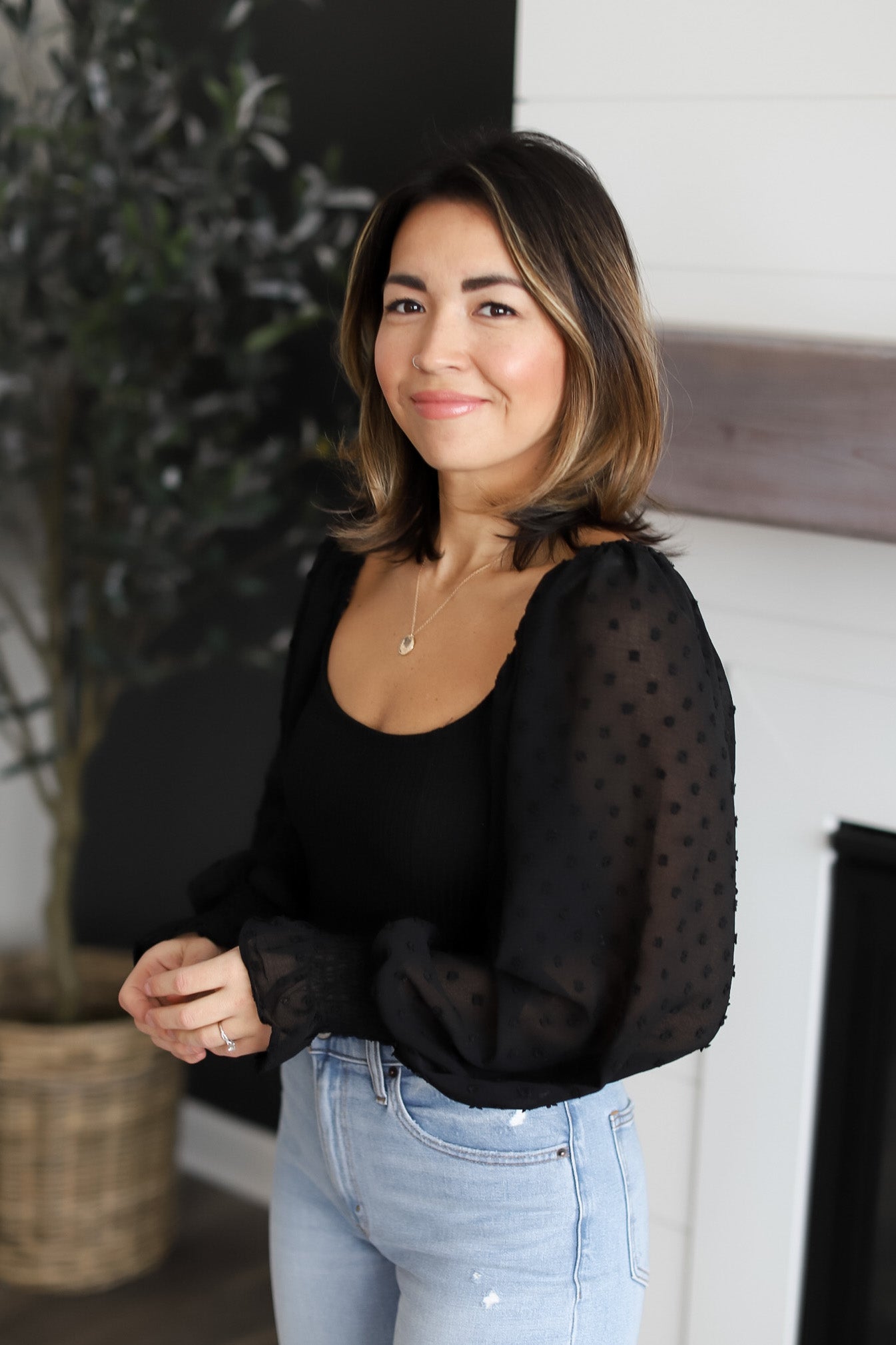 Swiss Dot Ribbed Bodysuit