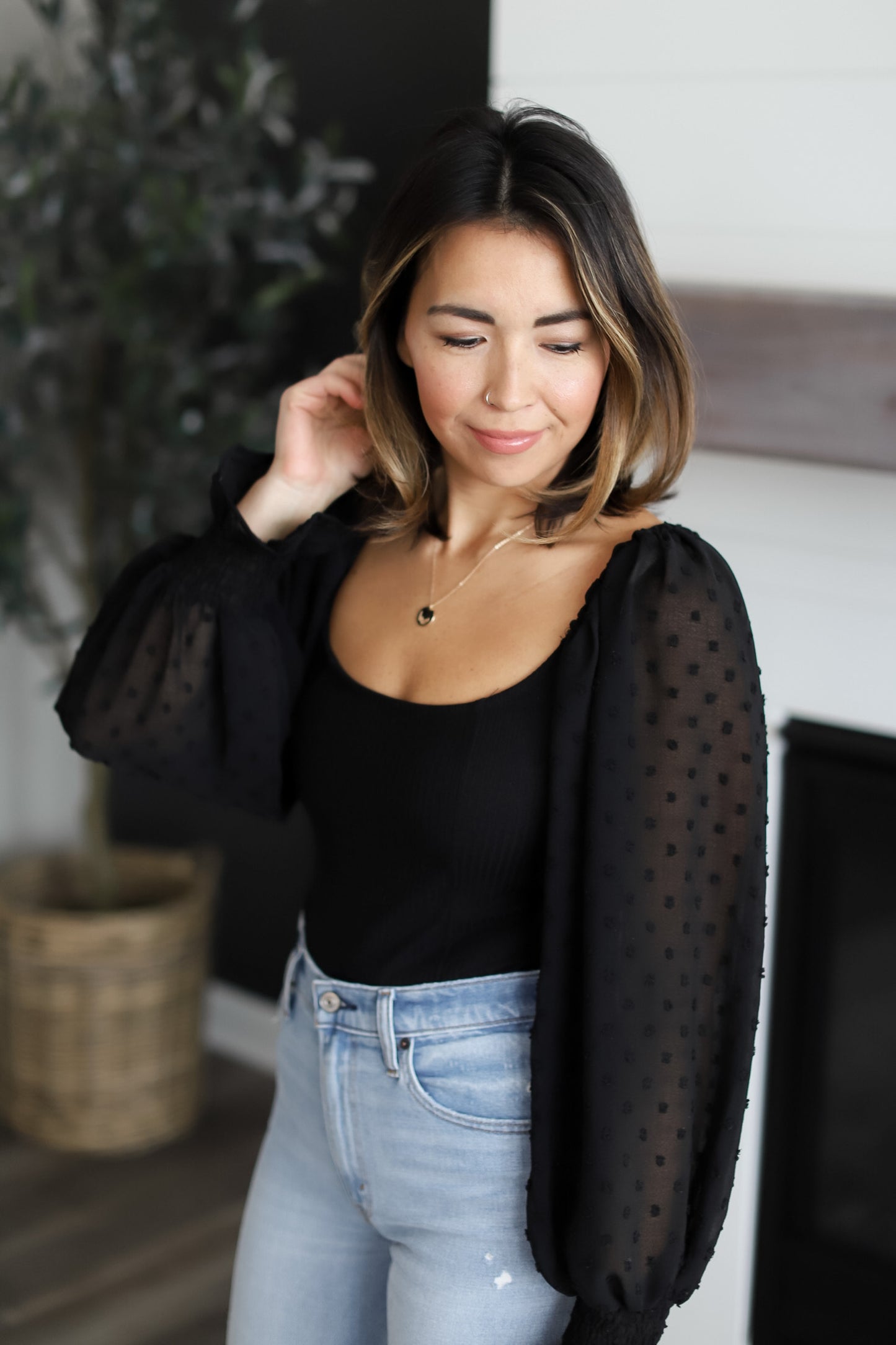 Swiss Dot Ribbed Bodysuit