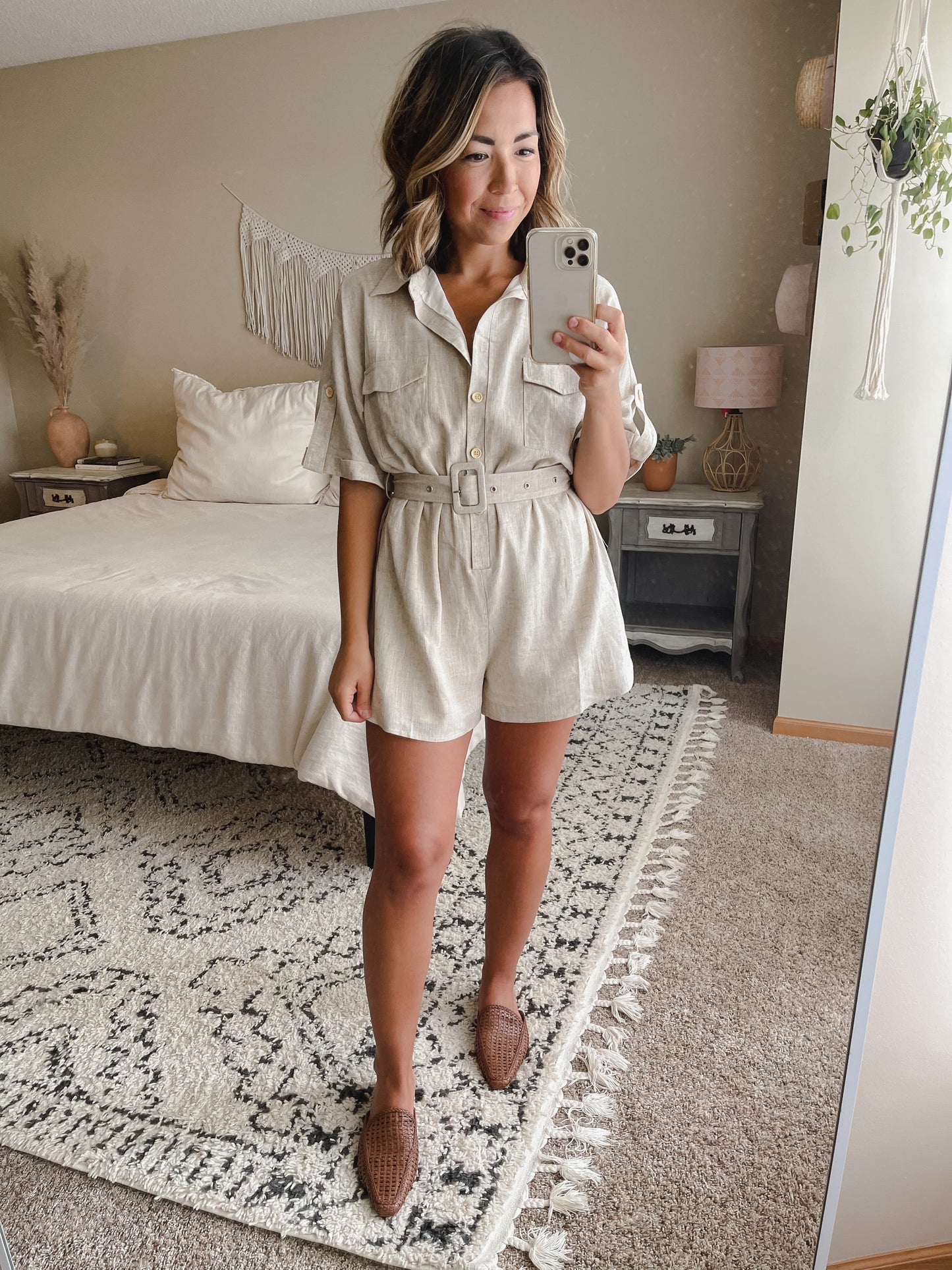 Take It Easy Linen Blend Romper // FINAL SALE